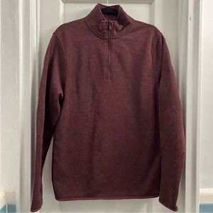 J.Crew Factory Authentic Fleece Quarter Zip, Dark Burgundy size L